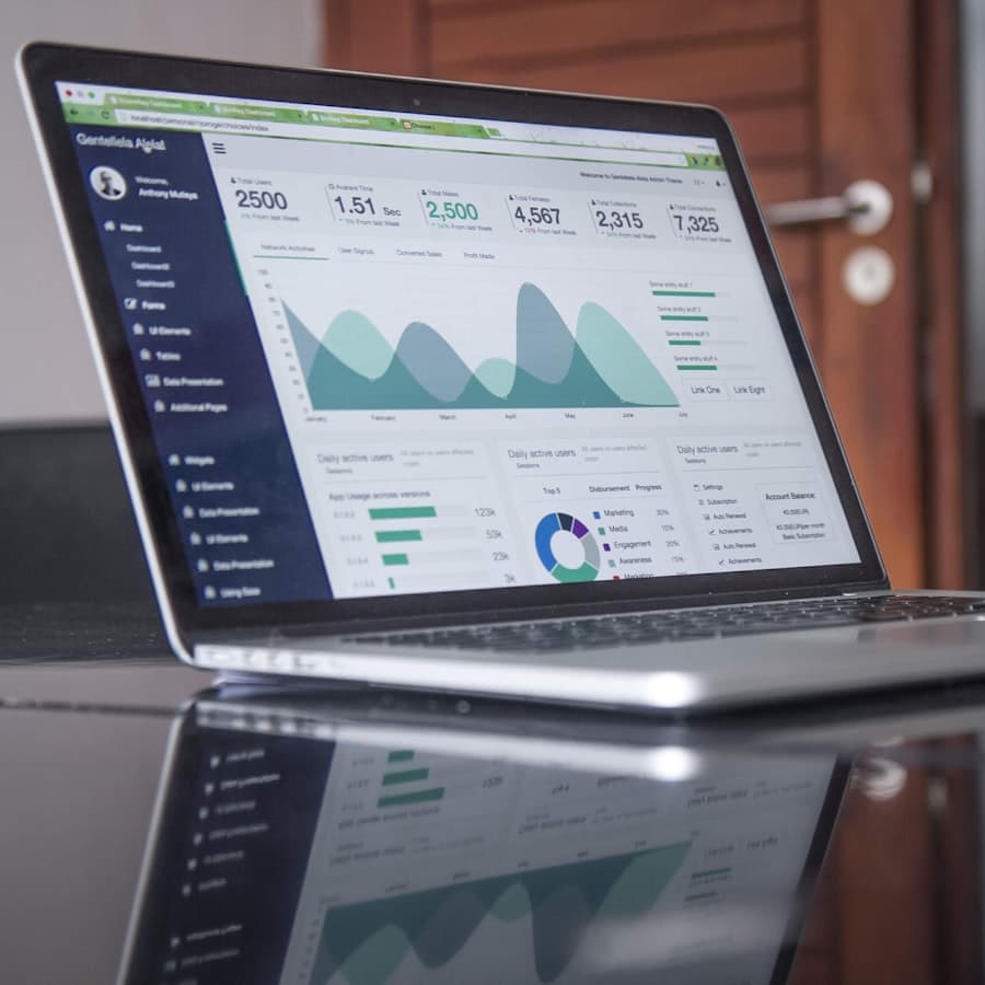Laptop showing an analytics dashboard